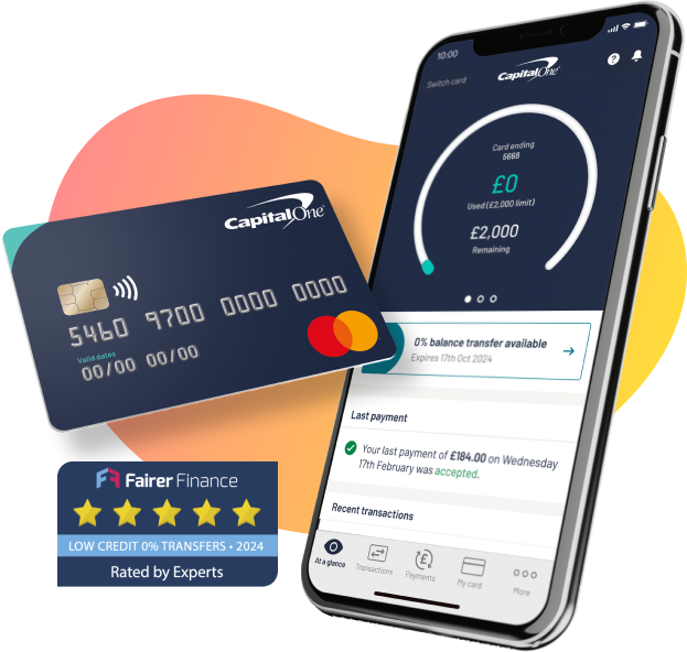 Phone and card image with Fairer Finance award logo - Credit Builder Cards 2024, Rated by Experts